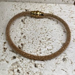 Vintage Fossil Popcorn style bangle | Rose Gold Steel